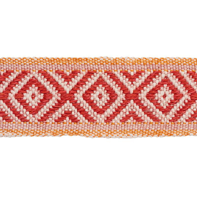 Larson Handwoven Tape Red & Orange 77462 by Schumacher Designer Trim Statement Trims - Swanky Fabrics -