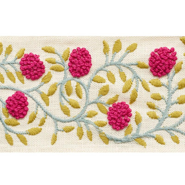 Ashoka Tape Magenta & Leaf 76293 by Schumacher Designer Trim Palampore 11.25" - Swanky Fabrics - Ashoka Tape Magenta & Leaf 76293 by Schumacher Designer Trim Palampore 11.25" - Swanky Fabrics -