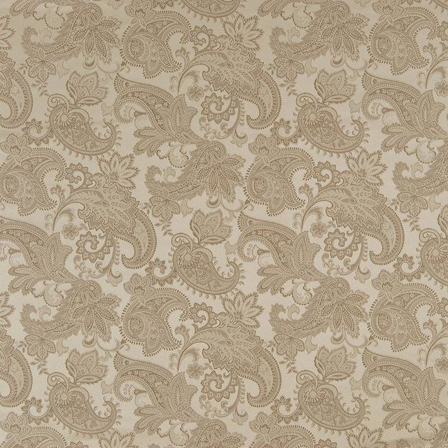 D1556 Champagne Paisley by Charlotte Designer Fabric Elegant Damasks 100% Woven Polyester Turkey Exceeds 50,000 Wyzenbeek Rubs (Heavy Duty) Horizontal 14" x Vertical 15" 54 Inches - Swanky Fabrics -
