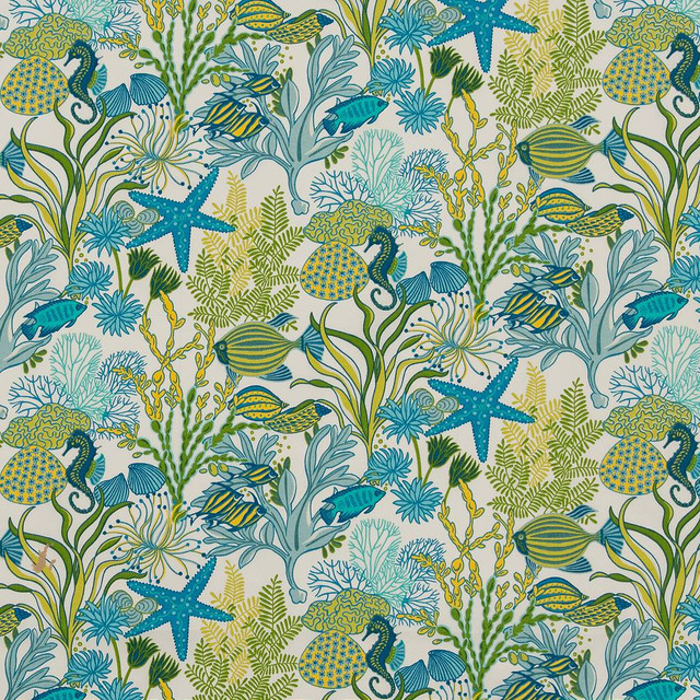 D1662 Atlantis by Charlotte Designer Fabric All Seasons V 100% Acrylic Indonesia Exceeds 60,000 Wyzenbeek Rubs (Heavy Duty) Horizontal: 26.5" x Vertical 18" 54 Inches - Swanky Fabrics -