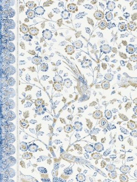 Anissa Print Lakeside SC166250003 by Scalamandre Designer Fabric PACIFICA 90% COTTON 10% LINEN UNITED KINGDOM MEDIUM DUTY Horizontal: 41.5" and Vertical: 55.5" 55.5 - Swanky Fabrics -