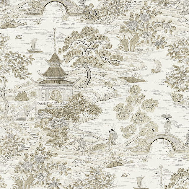 Satomi Hand Block Print/Pewter 16624-001 by Scalamandre Designer Fabric PACIFICA 100% LINEN THAILAND MEDIUM DUTY Horizontal: 47.5" and Vertical: 35.25" 54.25" - Swanky Fabrics -
