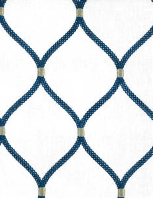 Bimini Ivory Navy by Norbar Designer Fabric GALLERY 55% COTTON 20% RAYON 20% POLYESTER INDIA 6 1/4"V 4 1/4"H 54 - Swanky Fabrics -