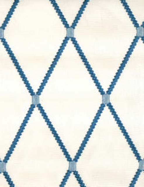 Ideal Ivory Blue by Norbar Designer Fabric GALLERY 70% COTTON 30% RAYON INDIA 7 1/2"V 4"H 54 - Swanky Fabrics -
