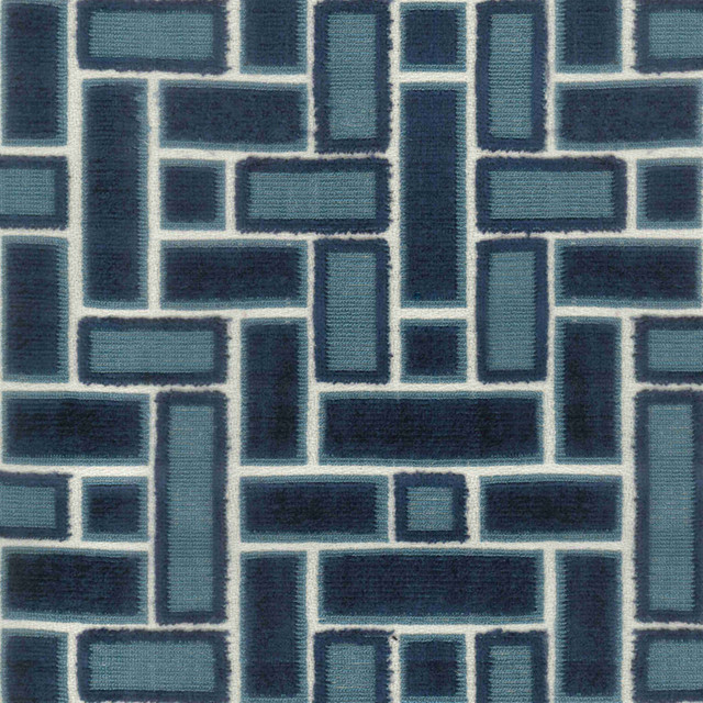 Dean Indigo by Norbar Designer Fabric RITZ 76% VISCOSE 24% POLYESTER INDIA 9 1/4"V 13 1/2"H 54" - Swanky Fabrics -