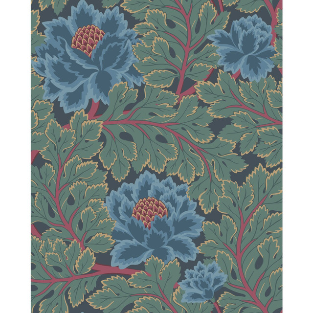Aurora Petrol/Teal/Ink by Cole & Son Designer Wallcovering COLE & SON PEARWOOD PAPER - 100% United Kingdom - Horizontal: 20.5 and Vertical: 25.5 20.5 - Swanky Fabrics -