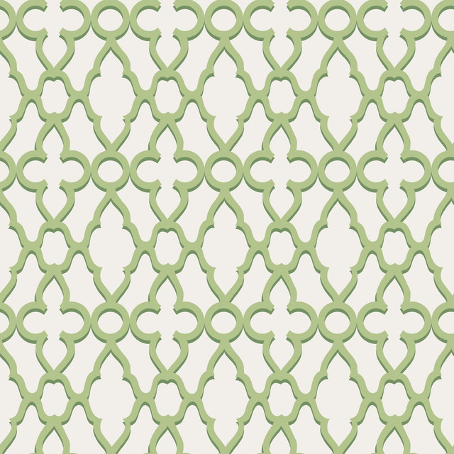 Treillage Leaf Green/Chlk by Cole & Son Designer Wallcovering COLE & SON PEARWOOD PAPER - 100% United Kingdom - Horizontal: 20.5 and Vertical: 20.5 20.5 - Swanky Fabrics -