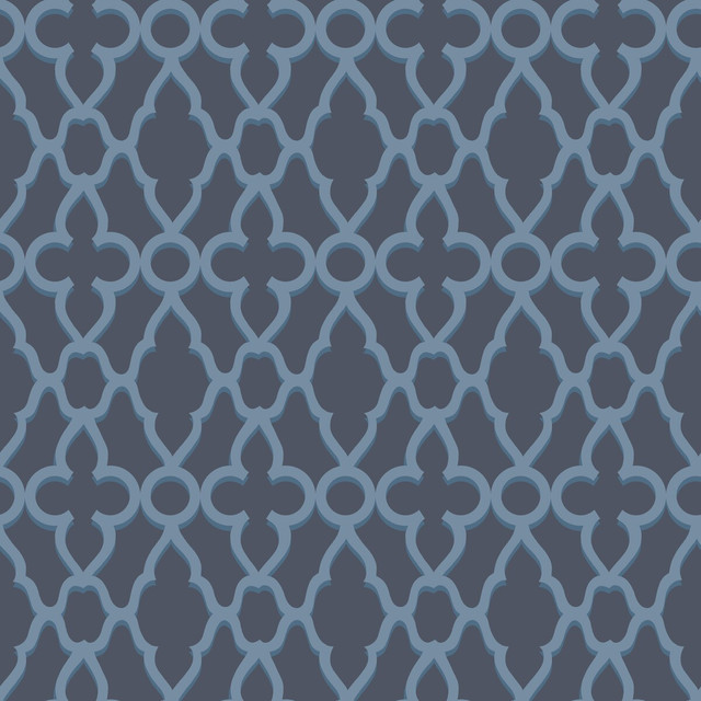 Treillage Cerulean/Midnig by Cole & Son Designer Wallcovering COLE & SON PEARWOOD PAPER - 100% United Kingdom - Horizontal: 20.5 and Vertical: 20.5 20.5 - Swanky Fabrics -