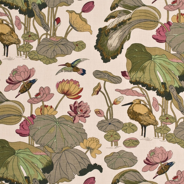 Nympheus Print Cream by Lee Jofa Designer Fabric PERENNIA LINEN - 100% United Kingdom - Horizontal: 53.978 and Vertical: 34.278 53.978 - Swanky Fabrics -