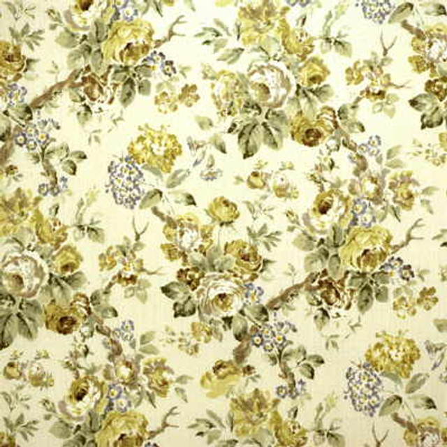 Garden Roses Lime/Leaf by Lee Jofa Designer Fabric SUZANNE RHEINSTEIN *HOLLYHOCK LINEN - 100% United Kingdom MEDIUM Horizontal: 39 and Vertical: 32 60 - Swanky Fabrics -