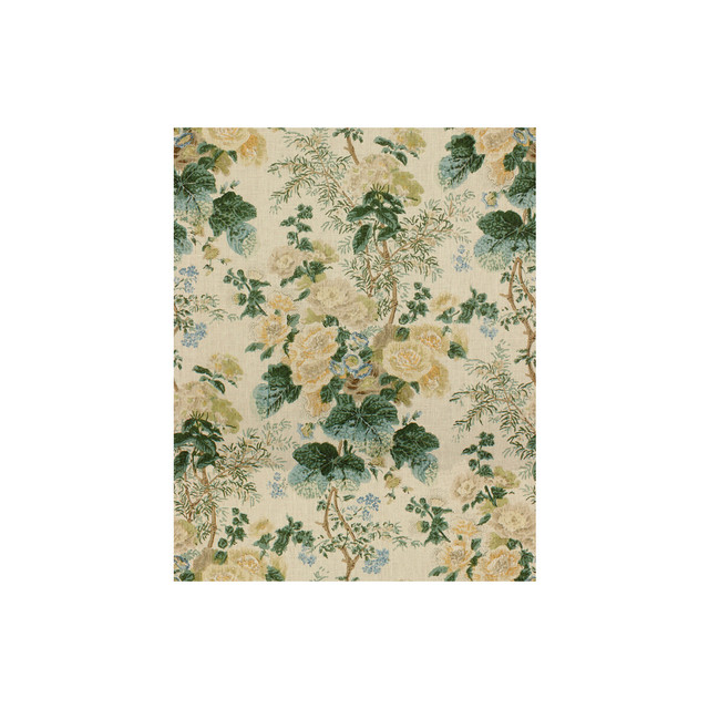Hollyhock Hdb Lemon/Aqua by Lee Jofa Designer Fabric - LINEN - 100% Thailand - Horizontal: 49 and Vertical: 40.25 49 - Swanky Fabrics -