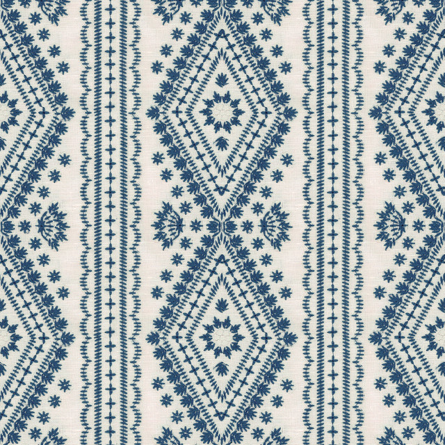 Lucknow Blue by Lee Jofa Designer Fabric OSCAR DE LA RENTA III POLYESTER - 75%;LINEN - 15%;COTTON - 10% India LIGHT Horizontal: 7.25 and Vertical: 7.5 51 - Swanky Fabrics -