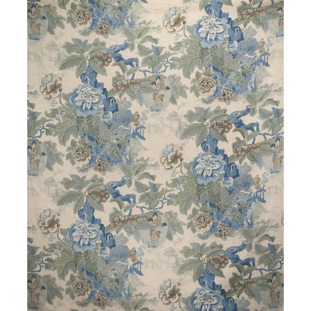 Chinese Lantern Ii Sky/Jade by Lee Jofa Designer Fabric - LINEN - 51%;VISCOSE - 49% Thailand MEDIUM Horizontal: 50 and Vertical: 28 50 - Swanky Fabrics -