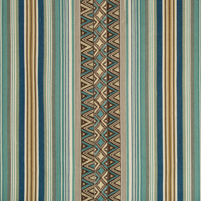 Dallol Stripe Teal/Brown by Lee Jofa Designer Fabric MERKATO COTTON - 82%;POLYESTER - 18% India - Horizontal: 17.6 and Vertical: 4.3 53 - Swanky Fabrics -