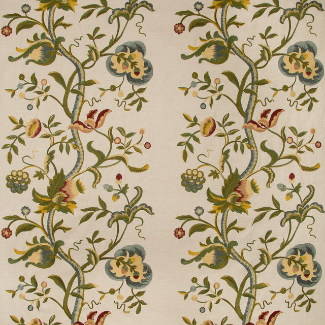 Dorton Embroidery Multi by Lee Jofa Designer Fabric MANOR HOUSE POLYESTER - 100% India - Horizontal: 26 and Vertical: 31 52 - Swanky Fabrics -