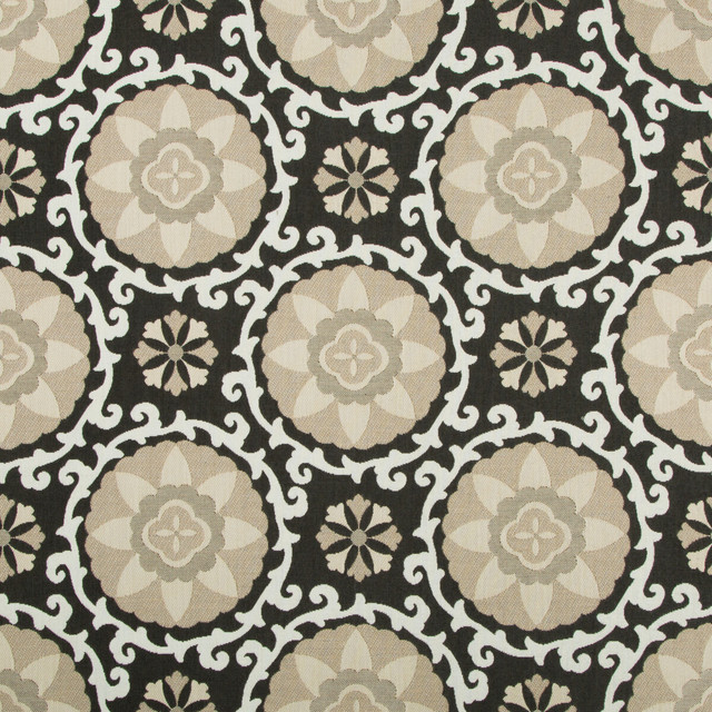 Exotic Suzani Coal by Kravet Design Designer Fabric OCEANIA INDOOR OUTDOOR SOLUTION DYED ACRYLIC - 100% United States MEDIUM Horizontal: 15 and Vertical: 14 54 - Swanky Fabrics -