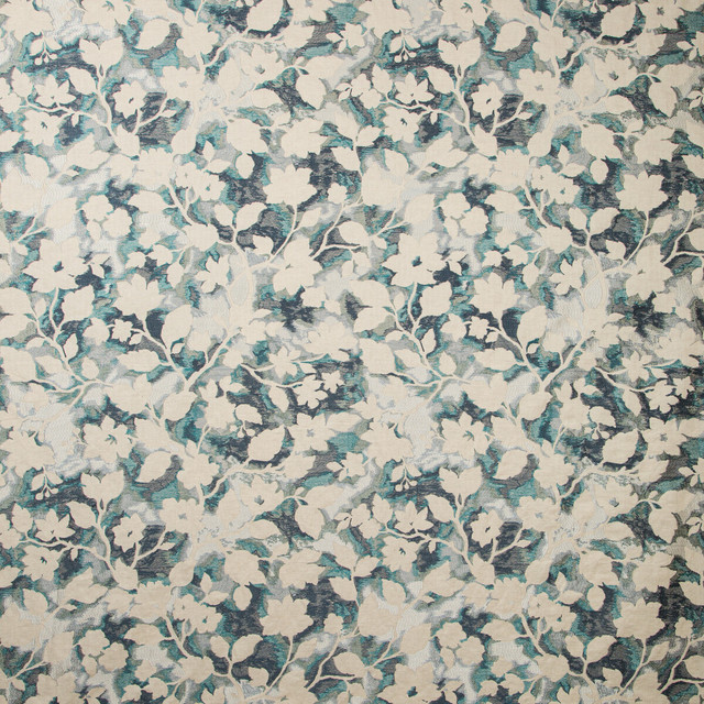 Les Fleurs Teal by Kravet Couture Designer Fabric MODERN COLORS-SOJOURN COLLECTION LINEN - 41%;COTTON - 27%;VISCOSE - 22%;SPUN POLYESTER - 10% India LIGHT Horizontal: 25.5 and Vertical: 31.4 51 - Swanky Fabrics -