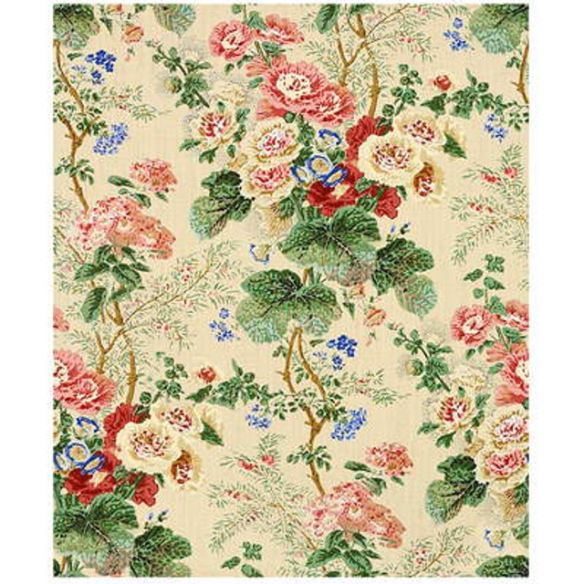 Althea Print Pop/S/Cr by Lee Jofa Designer Fabric - LINEN - 100% Thailand LIGHT Horizontal: 26 and Vertical: 31.75 51 - Swanky Fabrics -