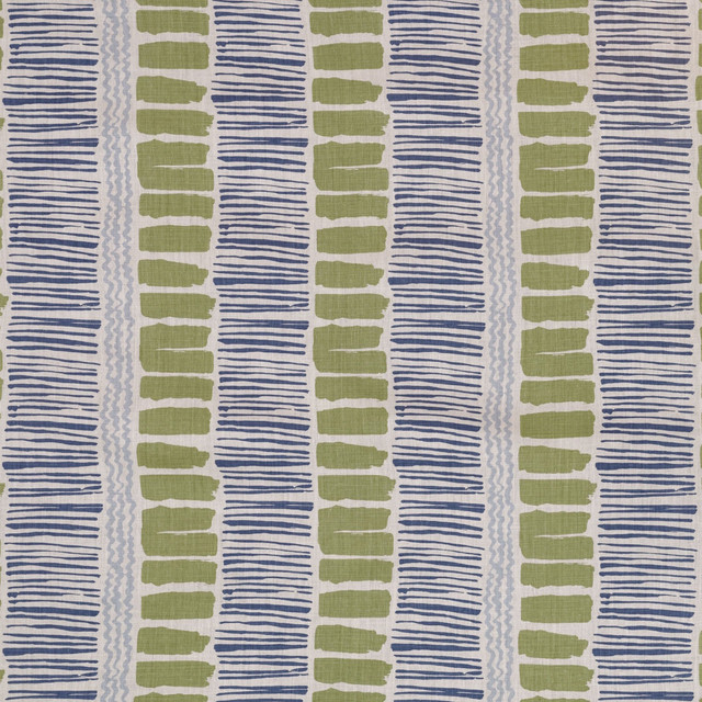Saltaire Lime/Indigo/Blue by Lee Jofa Designer Fabric BLITHFIELD LINEN - 100% Thailand MEDIUM Horizontal: 26 and Vertical: 25.22 52.79 - Swanky Fabrics -