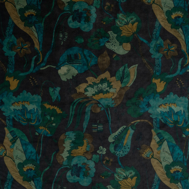 California Velvet Indigo/Teal by G P & J Baker Designer Fabric SIGNATURE VELVETS VISCOSE - 60%;COTTON - 30%;POLYESTER - 10% Italy - Horizontal: 26.989 and Vertical: 28.368 53.978 - Swanky Fabrics -