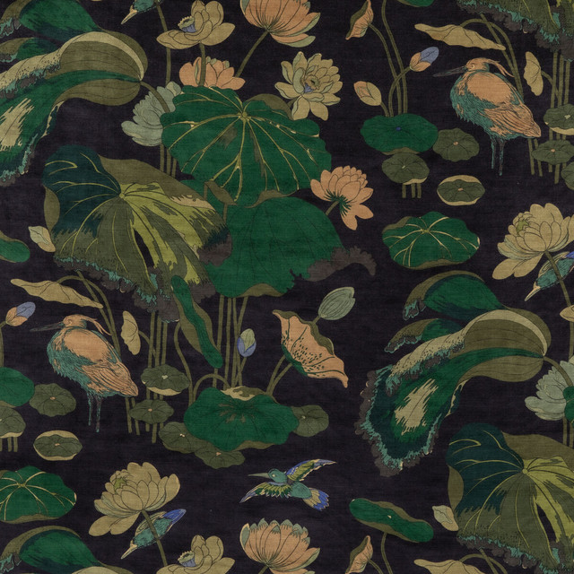 Nympheus Velvet Indigo by G P & J Baker Designer Fabric SIGNATURE VELVETS VISCOSE - 60%;COTTON - 30%;POLYESTER - 10% Italy - Horizontal: 26.989 and Vertical: 35.46 53.978 - Swanky Fabrics -