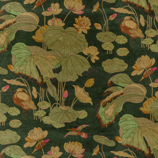 Nympheus Velvet Emerald by G P & J Baker Designer Fabric SIGNATURE VELVETS VISCOSE - 60%;COTTON - 30%;POLYESTER - 10% Italy - Horizontal: 26.989 and Vertical: 35.46 53.978 - Swanky Fabrics -
