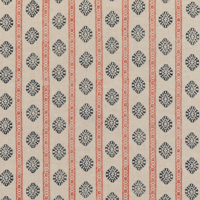 Alma Red/Indigo by G P & J Baker Designer Fabric COROMANDEL SMALL PRINTS LINEN - 100% India - Horizontal: 7.5648 and Vertical: 3.94 53.978 - Swanky Fabrics -