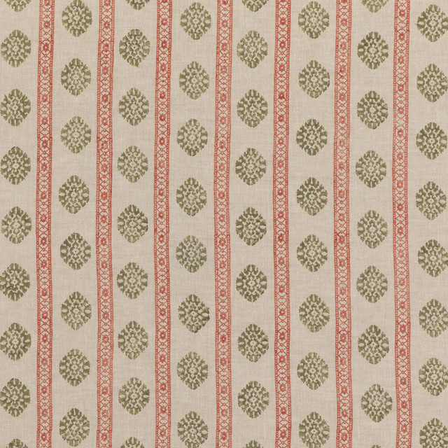 Alma Red/Green by G P & J Baker Designer Fabric COROMANDEL SMALL PRINTS LINEN - 100% India - Horizontal: 7.683 and Vertical: 3.94 53.978 - Swanky Fabrics -