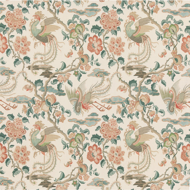 Chifu Teal by G P & J Baker Designer Fabric CHIFU LINEN - 100% Thailand MEDIUM Horizontal: 26.201 and Vertical: 30.732 52.402 - Swanky Fabrics -