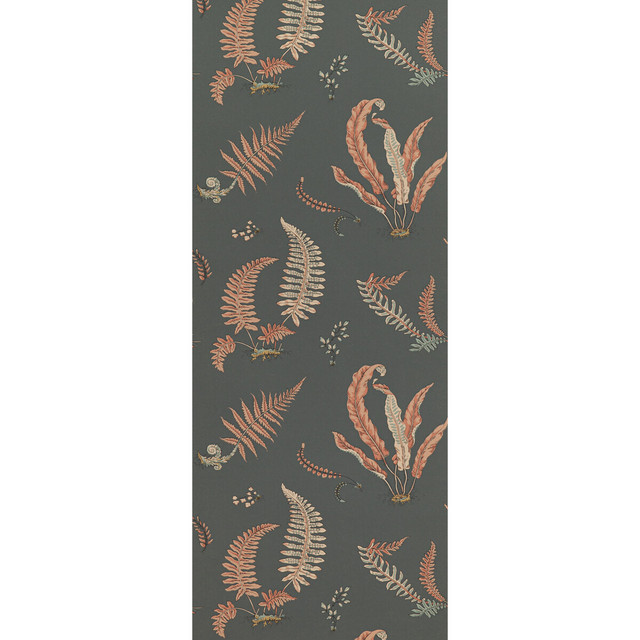 Ferns Coral/Charcoal by G P & J Baker Designer Wallcovering SIGNATURE II WALLPAPERS PAPER - 100% United Kingdom - Horizontal: 20.488 and Vertical: 20.882 20.488 - Swanky Fabrics -