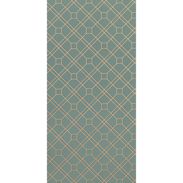Langdale Trellis Teal/Bronze by G P & J Baker Designer Wallcovering SIGNATURE II WALLPAPERS PAPER - 100% United Kingdom - Horizontal: 20.488 and Vertical: 6.895 20.488 - Swanky Fabrics -