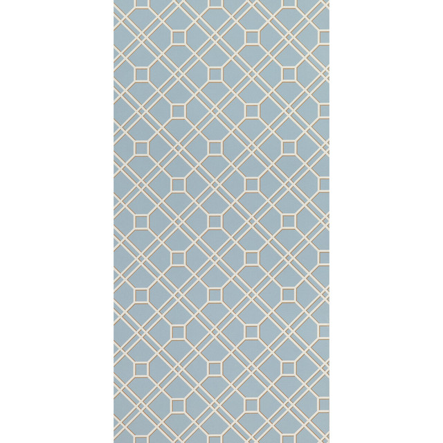 Langdale Trellis Soft Blue by G P & J Baker Designer Wallcovering SIGNATURE II WALLPAPERS PAPER - 100% United Kingdom - Horizontal: 20.488 and Vertical: 6.895 20.488 - Swanky Fabrics -