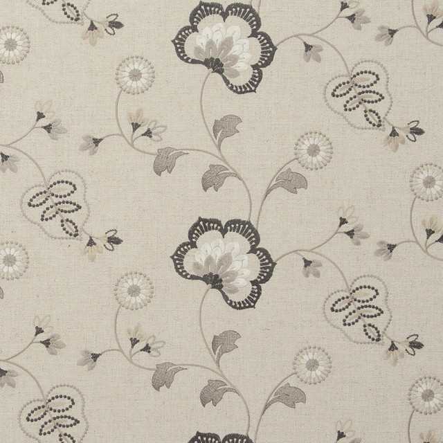 Chatsworth Charcoal by Clarke And Clarke Designer Fabric CLARKE & CLARKE MANOR HOUSE VISCOSE - 34%;COTTON - 22%;LINEN - 22%;POLYESTER - 22% India - Horizontal: 25.59 and Vertical: 9.06 54 - Swanky Fabrics -