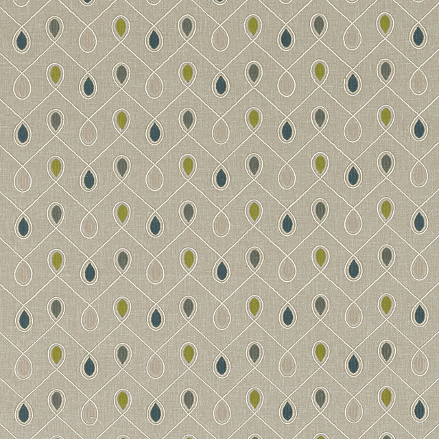 Healey Teal/Acacia by Clarke And Clarke Designer Fabric CLARKE & CLARKE RICHMOND POLYESTER - 52%;COTTON - 48% India - Horizontal: 6.3 and Vertical: 4.53 54 - Swanky Fabrics -