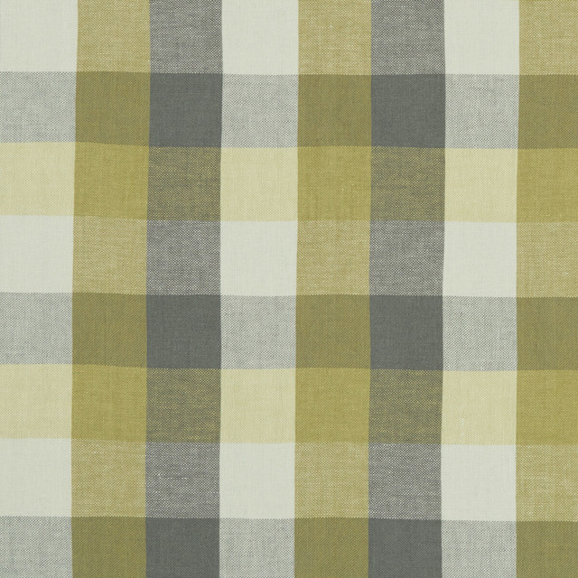 Austin Check Citron/Natural by Clarke And Clarke Designer Fabric CLARKE & CLARKE CASTLE GARDEN LINEN - 100% Turkey HEAVY Horizontal: 6.89 and Vertical: 7.68 53 - Swanky Fabrics -