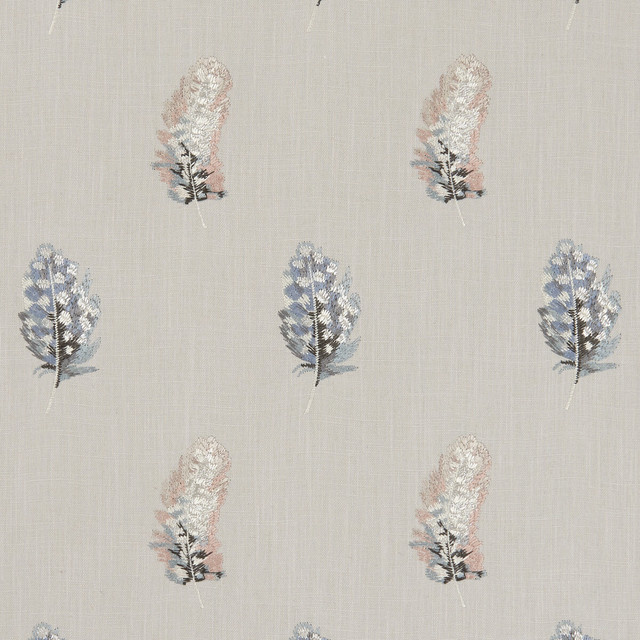 Plumis Blush/Linen by Clarke And Clarke Designer Fabric CLARKE & CLARKE BOTANICA VISCOSE - 100% India - Horizontal: 6.3 and Vertical: 9.06 54 - Swanky Fabrics -