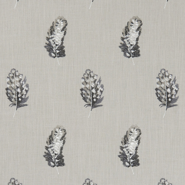 Plumis Charcoal/Linen by Clarke And Clarke Designer Fabric CLARKE & CLARKE BOTANICA VISCOSE - 100% India - Horizontal: 6.3 and Vertical: 9.06 54 - Swanky Fabrics -