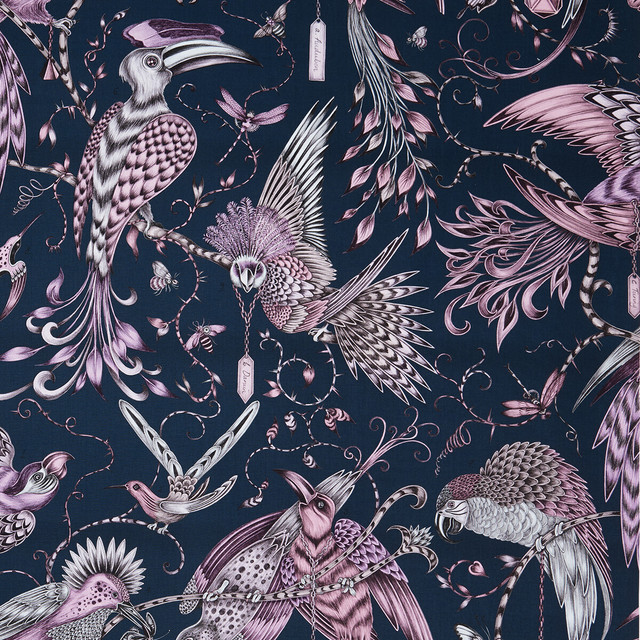 Audubon Pink by Clarke And Clarke Designer Fabric ANIMALIA BY EMMA J SHIPLEY FOR C&C COTTON - 100% United Kingdom HEAVY Horizontal: 54.33 and Vertical: 26.97 54 - Swanky Fabrics -