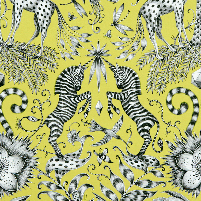 Kruger Lime by Clarke And Clarke Designer Fabric ANIMALIA BY EMMA J SHIPLEY FOR C&C COTTON - 100% United Kingdom HEAVY Horizontal: 13.58 and Vertical: 22.44 54 - Swanky Fabrics -