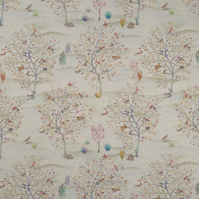 Coppice Autumn/Cream by Clarke And Clarke Designer Fabric CLARKE & CLARKE COUNTRY GARDEN COTTON - 100% Spain MEDIUM Horizontal: 26.97 and Vertical: 26.77 54 - Swanky Fabrics -