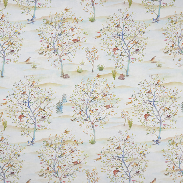 Coppice Summer/Linen by Clarke And Clarke Designer Fabric CLARKE & CLARKE COUNTRY GARDEN COTTON - 80%;POLYESTER - 20% Spain MEDIUM Horizontal: 26.97 and Vertical: 26.77 54 - Swanky Fabrics -