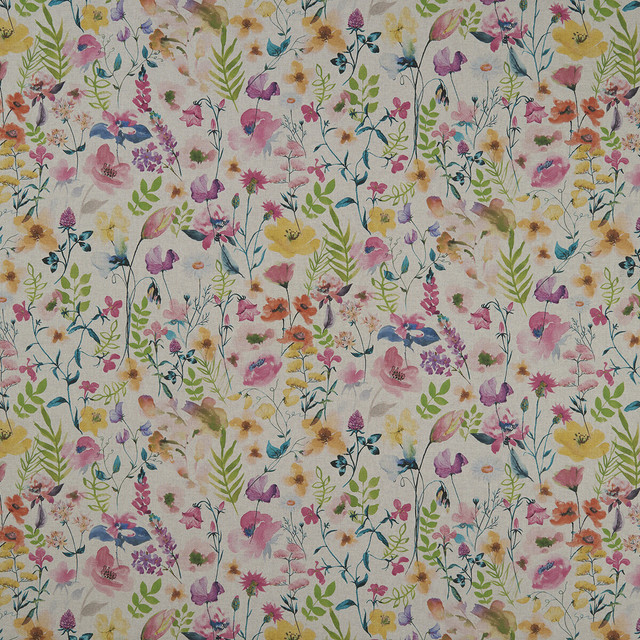 Lolita Summer/Linen by Clarke And Clarke Designer Fabric CLARKE & CLARKE COUNTRY GARDEN COTTON - 80%;POLYESTER - 20% Spain MEDIUM Horizontal: 36.22 and Vertical: 25.2 54 - Swanky Fabrics -