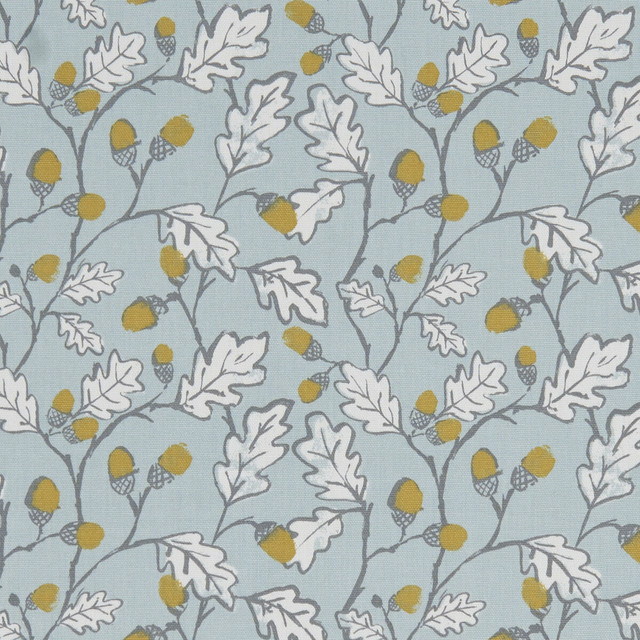 Acorn Trail Duckegg by Clarke And Clarke Designer Fabric CLARKE & CLARKE LAND & SEA COTTON - 100% Turkey MEDIUM Horizontal: 6.77 and Vertical: 6.3 54 - Swanky Fabrics -