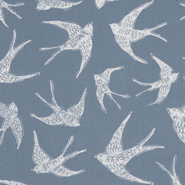 Fly Away Navy by Clarke And Clarke Designer Fabric CLARKE & CLARKE LAND & SEA COTTON - 100% Turkey MEDIUM Horizontal: 17.99 and Vertical: 24.8 54 - Swanky Fabrics -