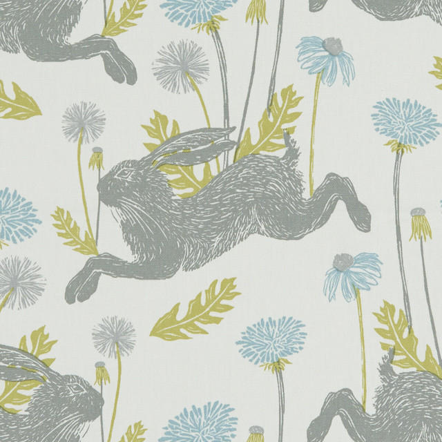 March Hare Mineral by Clarke And Clarke Designer Fabric CLARKE & CLARKE LAND & SEA COTTON - 100% Turkey MEDIUM Horizontal: 13.5 and Vertical: 12.4 54 - Swanky Fabrics -