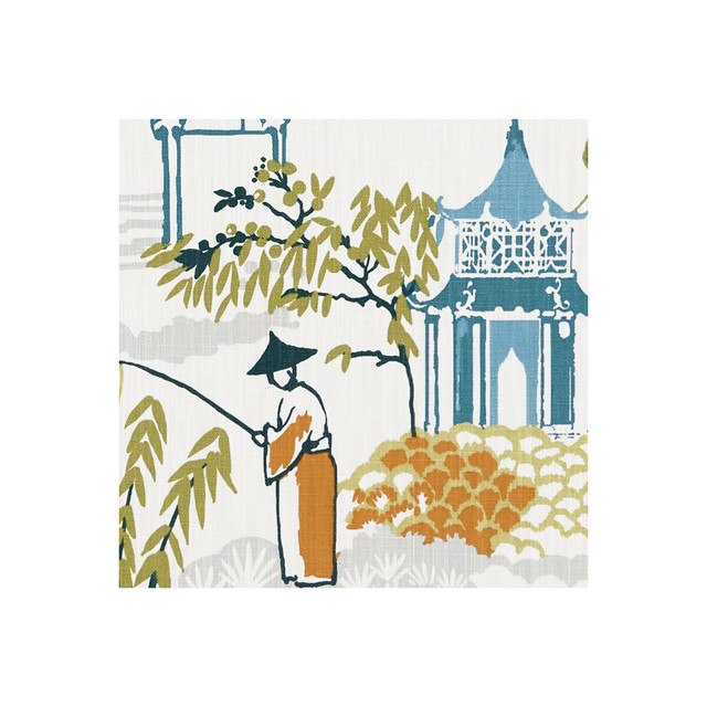 Pagoda Spice by Clarke And Clarke Designer Fabric CLARKE & CLARKE ORIENTAL GARDEN COTTON - 90%;LINEN - 10% United Kingdom MEDIUM Horizontal: 26.77 and Vertical: 25.2 54 - Swanky Fabrics -