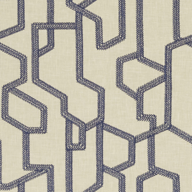 Labyrinth Midnight by Clarke And Clarke Designer Fabric CLARKE & CLARKE EXOTICA POLYESTER - 52%;COTTON - 48% India - Horizontal: 12.875 and Vertical: 12.5 54 - Swanky Fabrics -