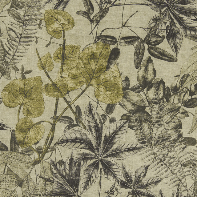 Madagascar Charcoal/Charteuse by Clarke And Clarke Designer Fabric CLARKE & CLARKE EXOTICA VISCOSE - 75%;LINEN - 25% India HEAVY Horizontal: 53.125 and Vertical: 26.375 54 - Swanky Fabrics -