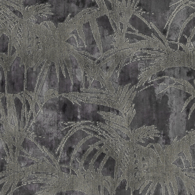 Tropicale Charcoal by Clarke And Clarke Designer Fabric CLARKE & CLARKE EXOTICA POLYESTER - 63%;VISCOSE - 21%;COTTON - 16% India HEAVY Horizontal: 13.625 and Vertical: 15.75 54 - Swanky Fabrics -