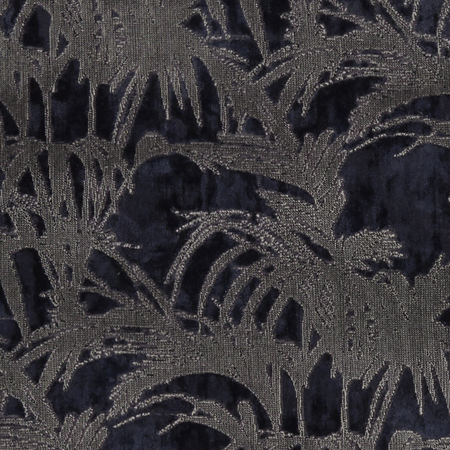 Tropicale Midnight by Clarke And Clarke Designer Fabric CLARKE & CLARKE EXOTICA POLYESTER - 63%;VISCOSE - 21%;COTTON - 16% India HEAVY Horizontal: 13.625 and Vertical: 15.75 54 - Swanky Fabrics -